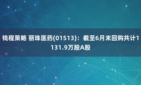 钱程策略 丽珠医药(01513)：截至6月末回购共计1131.9万股A股