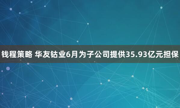 钱程策略 华友钴业6月为子公司提供35.93亿元担保