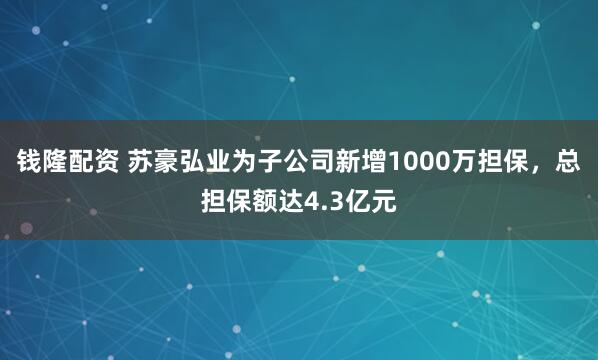 钱隆配资 苏豪弘业为子公司新增1000万担保，总担保额达4.3亿元